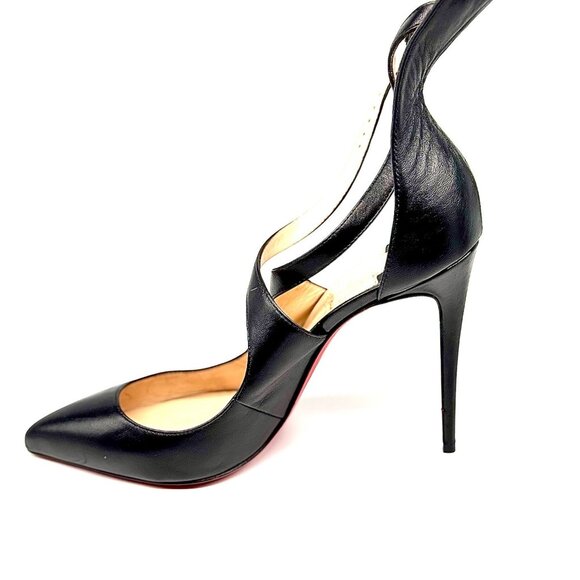 Christian Louboutin Black Pointed‑Toe Ankle Strap Heels | Size 7 - Picture 3 of 4